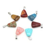 Gemstone Zinc Alloy Pendants, Natural Stone, with Zinc Alloy, Trapezium 