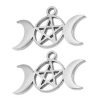 Stainless Steel Pendants, Moon and Star, original color 