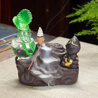 Incense Smoke Flow Backflow Holder Ceramic Incense Burner, Purple Clay, plated, for home and office & durable 