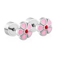 Stainless Steel Stud Earring, Flower, for woman & enamel 