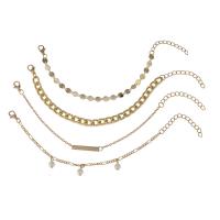 Moda pulseras de la aleación de Zinc, con Perlas de plástico ABS, con 1.98 extender cadena, chapado, 4 piezas & Joyería & para mujer, longitud:7.2 Inch, Vendido por Set