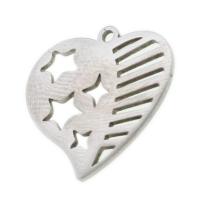 Stainless Steel Heart Pendants, with star pattern, original color 