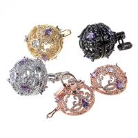 Pregnant Ball Locket Pendant, Brass, plated, micro pave cubic zirconia & for woman & hollow 