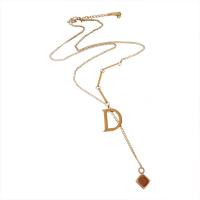 Collier de bijoux de titane, Acier titane, Lettre D, pour femme, Or, 46.3cm .3 cm, Vendu par PC