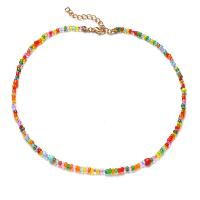 Glass Seed Beads Necklace, Seedbead, with Zinc Alloy, with 1.97inch extender chain, for woman, multi-colored .94 Inch 