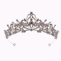 Bridal Tiaras, Zinc Alloy, Crown, plated, for woman & with rhinestone, silver color 