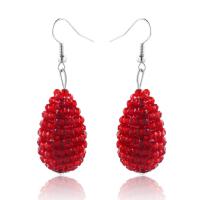 Boucle d'oreille de goutte en cristal, alliage de zinc, avec cristal, larme, pour femme, rouge Vendu par paire