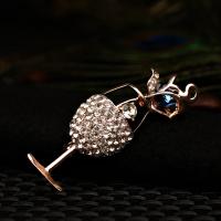 Zinc Alloy Jewelry Brooch, with Crystal, Cup, for woman & with rhinestone, mixed colors 