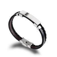 Kunstleder Schnur Armbänder, Zinklegierung, mit Leder, plattiert, Doppelschicht & Einstellbar & unisex, gemischte Farben, 43mm, Länge:22.5 cm, verkauft von PC