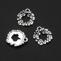 Zinc Alloy Christmas Pendants, Christmas Wreath, original color, 17mm 