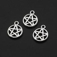 Zinc Alloy Jewelry Pendants, Round, with star pattern, original color, 14mm 