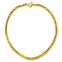 Acier titane chaîne de collier, Plaqué d'or 14K, bijoux de mode & chaîne de torsion ovale & pour femme, 7mm Environ 17.7 pouce, Vendu par PC