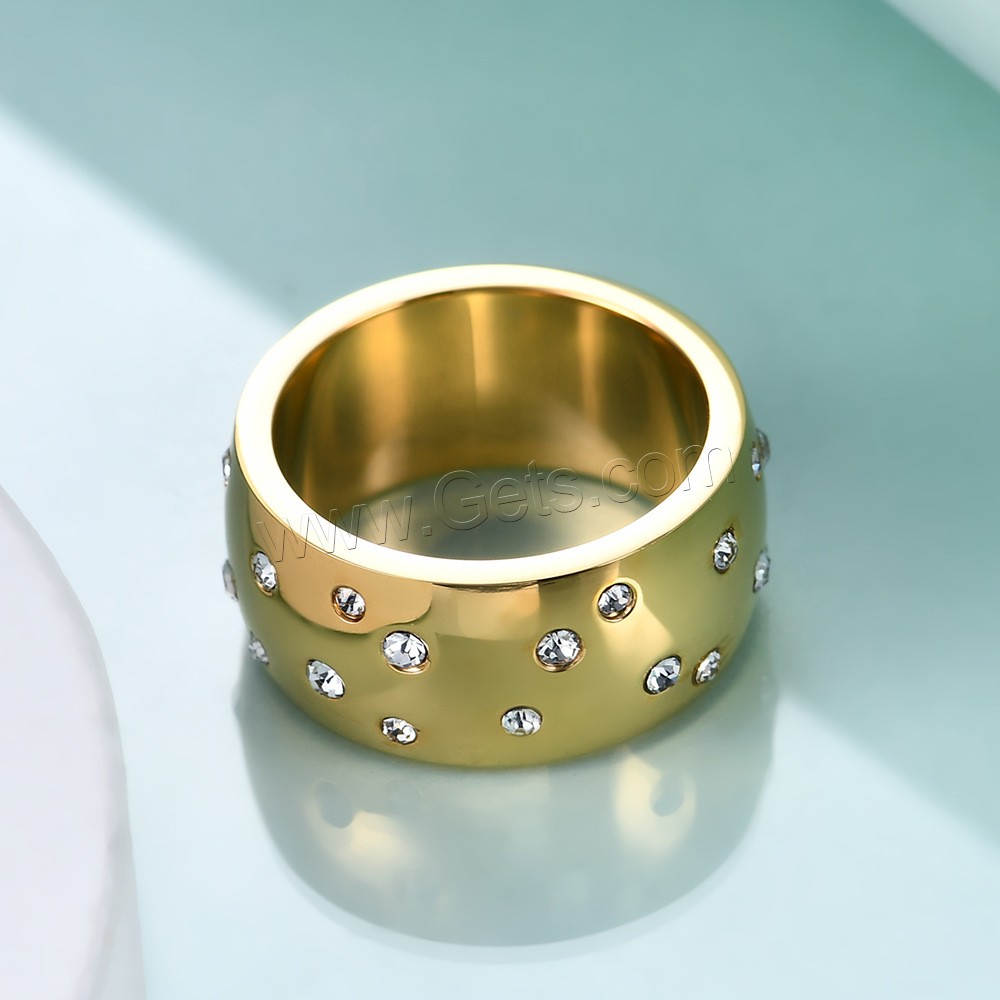 Titan Stahl Fingerring, Titanstahl, plattiert, verschiedene Größen vorhanden & für Frau & mit Strass, keine, 10mm, Größe:7-12, verkauft von PC