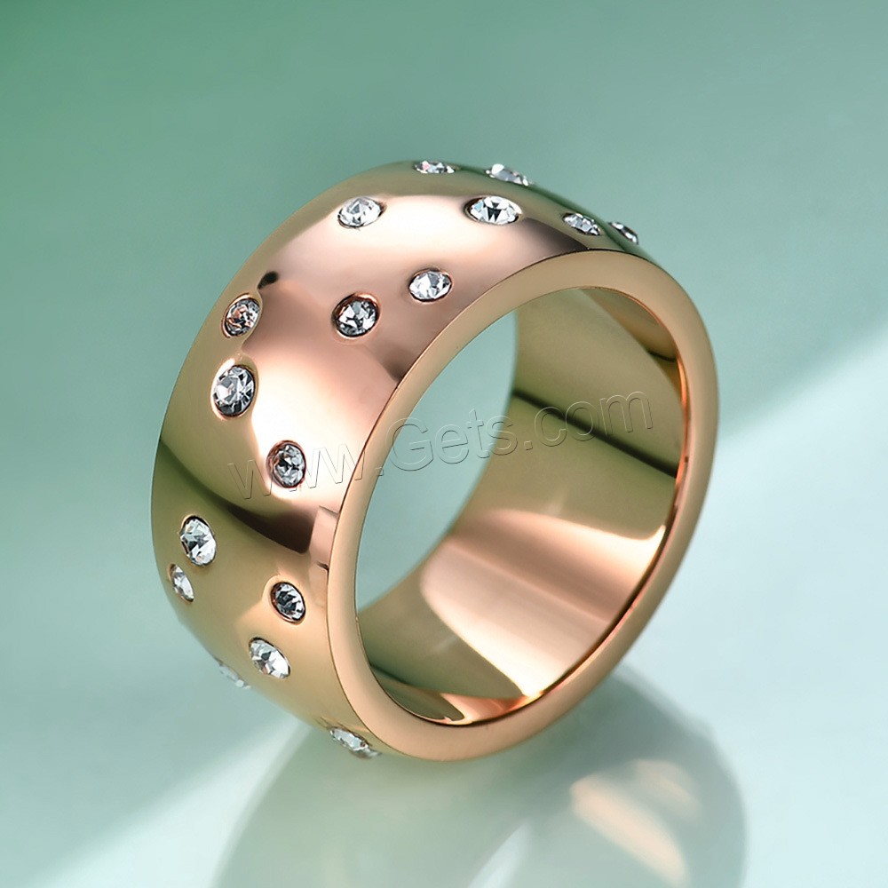 Titan Stahl Fingerring, Titanstahl, plattiert, verschiedene Größen vorhanden & für Frau & mit Strass, keine, 10mm, Größe:7-12, verkauft von PC