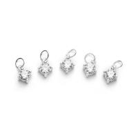 Cubic Zirconia Sterling Silver Pendants, 925 Sterling Silver, Square, plated, DIY & with cubic zirconia Approx 1.8mm 