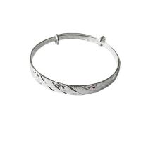 Brass Cuff Bangle, silver color plated, Adjustable & for woman 