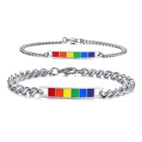 Pulseras para Parejas, acero inoxidable, chapado, diseño de arco iris & unisexo & esmalte, más colores para la opción, Vendido por UD