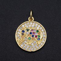 Cubic Zirconia Micro Pave Brass Pendant, plated, DIY & micro pave cubic zirconia, mixed colors 