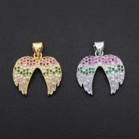 Cubic Zirconia Micro Pave Brass Pendant, Angel Wing, plated, DIY & micro pave cubic zirconia 