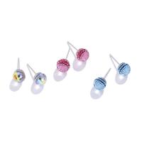 Crystal Jewelry Earring, 925 Sterling Silver, with Crystal, Round, plated, fashion jewelry & for woman 