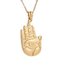 Stainless Steel Jewelry Necklace, 304 Stainless Steel, Hamsa, sand blast & fashion jewelry & for woman, golden .72 Inch 