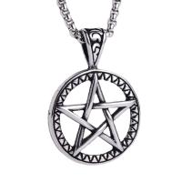 Stainless Steel Jewelry Necklace, 304 Stainless Steel, pentagram, polished, fashion jewelry & for man, original color .62 Inch 