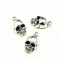 Colgantes de Aleación de Zinc en Forma Calavera, chapado, Bricolaje, plateado, 20x11.5mm, agujero:aproximado 2.2mm, Vendido por UD