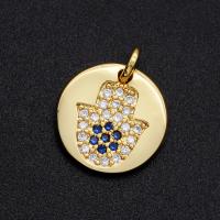 Cubic Zirconia Micro Pave Brass Pendant, Hand, plated, DIY & micro pave cubic zirconia, mixed colors 