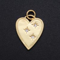 Cubic Zirconia Micro Pave Brass Pendant, Heart, plated, DIY & micro pave cubic zirconia, mixed colors 