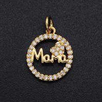 Cubic Zirconia Micro Pave Brass Pendant, plated, DIY & micro pave cubic zirconia, mixed colors 