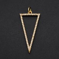 Cubic Zirconia Micro Pave Brass Pendant, Triangle, plated, DIY & micro pave cubic zirconia, mixed colors 