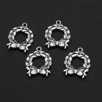 Zinc Alloy Christmas Pendants, Christmas Wreath, original color, 25mm 