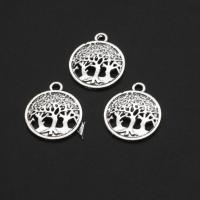 Zinc Alloy Jewelry Pendants, Round, tree of life design, original color, 19mm 