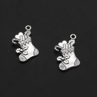 Zinc Alloy Christmas Pendants, Socks, Christmas Design, original color, 20mm 