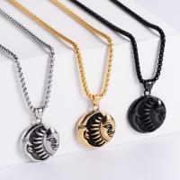 Stainless Steel Jewelry Necklace, 316L Stainless Steel, fashion jewelry & sun and moon & Unisex .62 Inch 