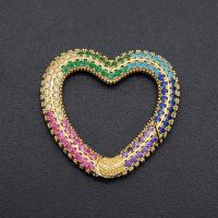 Cubic Zirconia Micro Pave Brass Pendant, Heart, plated, DIY & micro pave cubic zirconia, mixed colors 