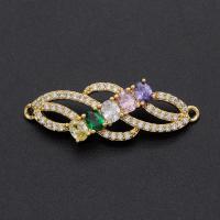 Cubic Zirconia Micro Pave Brass Pendant, plated, DIY & micro pave cubic zirconia, mixed colors 