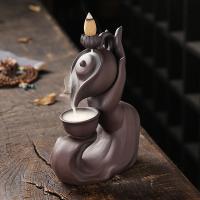 Incense Smoke Flow Backflow Holder Ceramic Incense Burner, Purple Clay, plated, for home and office & durable 