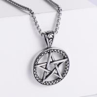 Edelstahl Schmuck Halskette, 304 Edelstahl, Pentagram, Modeschmuck & für den Menschen, originale Farbe, 49x35mm, Länge:23.62 ZollInch, verkauft von PC