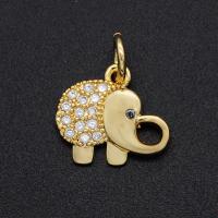 Cubic Zirconia Micro Pave Brass Pendant, Elephant, plated, DIY & micro pave cubic zirconia, golden 