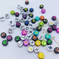 Acryl Alphabet Perlen, rund, plattiert, DIY & mit Brief Muster, keine, 7x4mm, ca. 3600PCs/G, verkauft von G