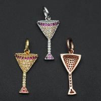 Cubic Zirconia Micro Pave Brass Pendant, Cup, plated, DIY & micro pave cubic zirconia 