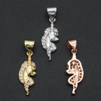 Cubic Zirconia Micro Pave Brass Pendant, Seahorse, plated, DIY & micro pave cubic zirconia 