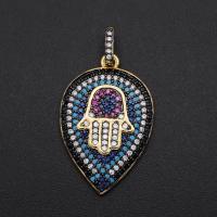 Cubic Zirconia Micro Pave Brass Pendant, Hand, plated, DIY & micro pave cubic zirconia, mixed colors 