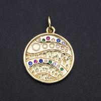 Cubic Zirconia Micro Pave Brass Pendant, Round, plated, DIY & micro pave cubic zirconia, mixed colors 