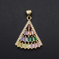 Cubic Zirconia Micro Pave Brass Pendant, plated, DIY & micro pave cubic zirconia, mixed colors 