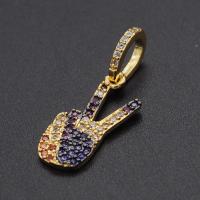 Cubic Zirconia Micro Pave Brass Pendant, plated, DIY & micro pave cubic zirconia, mixed colors 