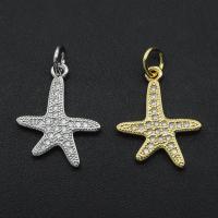 Cubic Zirconia Micro Pave Brass Pendant, Starfish, plated, DIY & micro pave cubic zirconia 