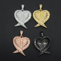 Cubic Zirconia Micro Pave Brass Pendant, Heart, plated, DIY & micro pave cubic zirconia 