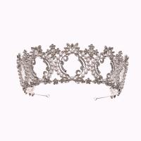 Bridal Tiaras, Zinc Alloy, with Plastic Pearl, Crown, plated, for woman & with rhinestone, white 